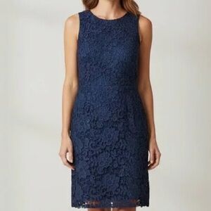 J.Crew Women’s Blue Lace Sheath Dress Size 2 Party, Wedding Guest Dress